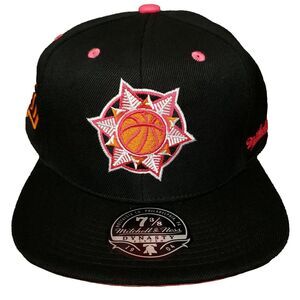 Utah Jazz Mitchell & Ness NBA Fitted 7 3/8 Flatbill Hat Cap 3D‎ Logo Black NWT